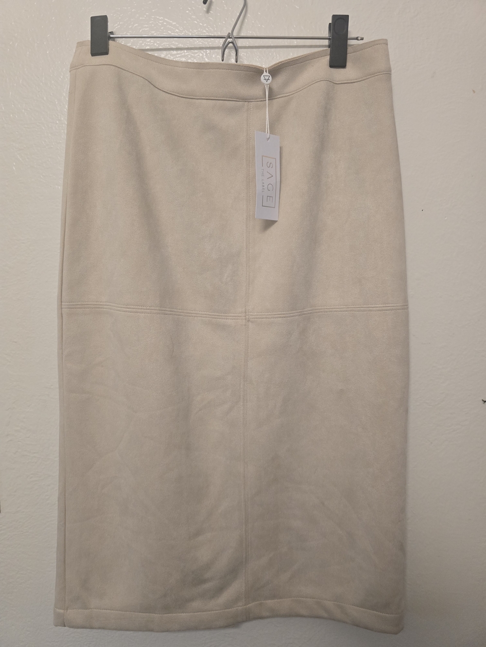 Sage Cream Suede Midi Pencil Skirt